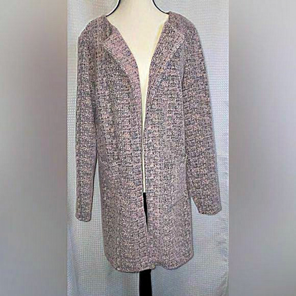 Women’s Made in Italy tweed like long‎ knitted blazer/Coat/cardigan Sz large